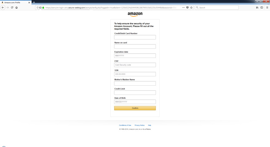 Фишинговый email от Amazon-2